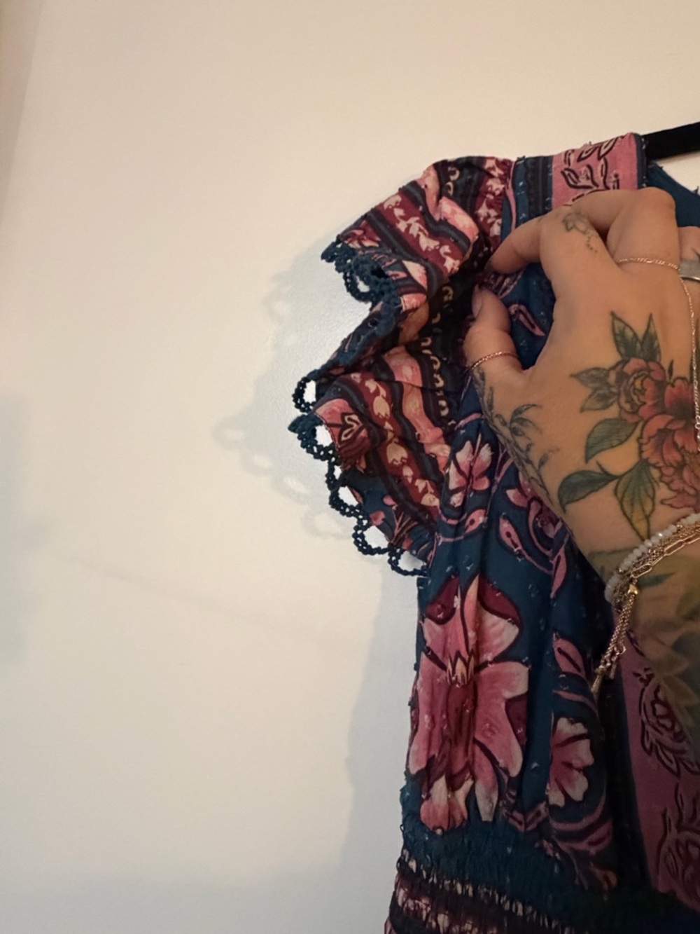 NWT FARM Rio Floral Scarf Print Midi Dress Smocked Tassel Tie Cottagecore XS - Picture 4 of 9